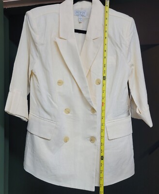 Sofia Vergara Women s Ivory Linen Blend Blazer Size M NWT Long Sleeve Office