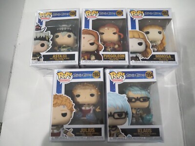 Funko Pop Black Clover Set Of 5 Mimosa, Klaus, Julius, Asta, Fuegoleon