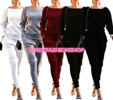 New Women Winter Two Piece Set Bodysuit Long Pants Casual Jumpsuit Rompers