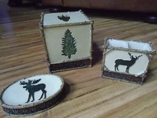 3-Pc. Bathroom Blonder Woodlands WoolrichTissueCover Toothbrush Holder Soap Dish