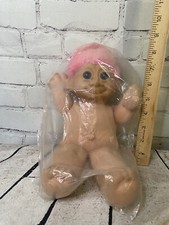 NOS Vintage Soft Troll Doll Made By Russ Pink Hair Blue Eyes 12  