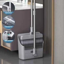 Lightweight 3-in-1 Combo: Upright Broom & Dustpan Set for Lobbies Hidden Brush