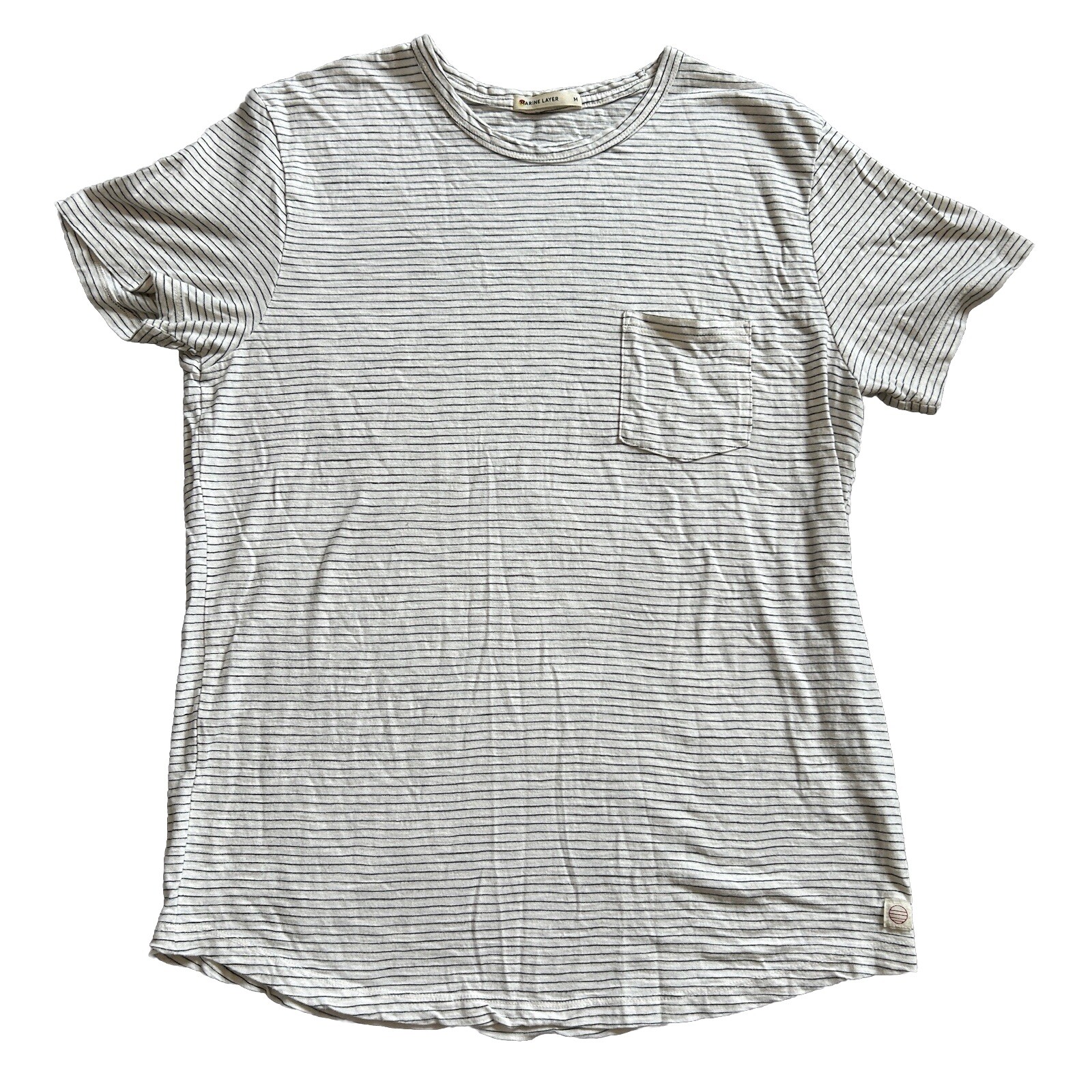 Marine Layer Striped White Black Gray Basic Pocke… - image 1