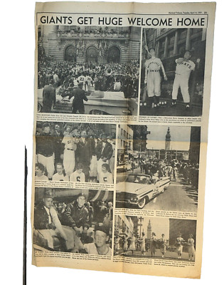 1954 Giants baseball Newspaper Headlines Oakland Ca Giants Get Huge Welcome