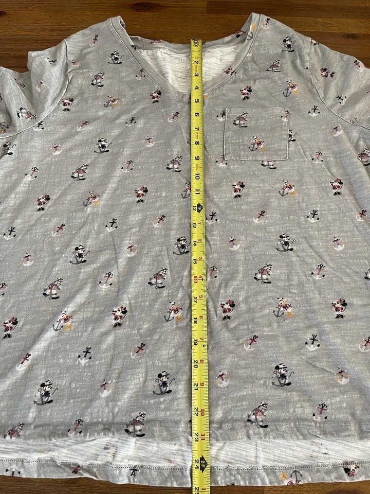 Disney Cruise Women’s TShirt Gray Mickey Goofy Cotton Short Sleeve 1X