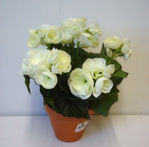 Nuevo 11in de Altura En Maceta Pink Begonia Bush Flores De Seda Artificial Planta De Tiesto