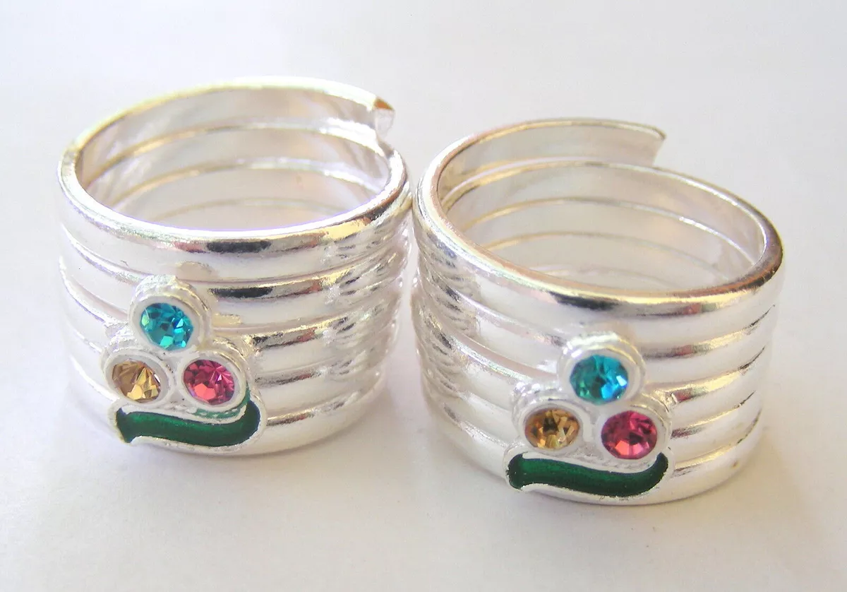 Handmade 925 Sterling Silver Toe Ring Pair Indian Bichiya Pair