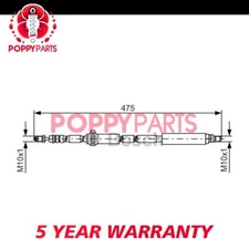 Fits Ford Street Ka 1.6 + Other Models Brake Hose Front Left Poppy