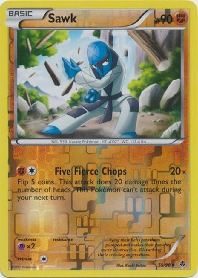 Pokemon - Sawk - 59/98 - Uncommon - Reverse Holo - Emerging Powers - NM