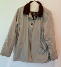 Outbrook Khaki Women's Jacket Lined W/flannel & Corduroy Collar-missy L- 12/ 14