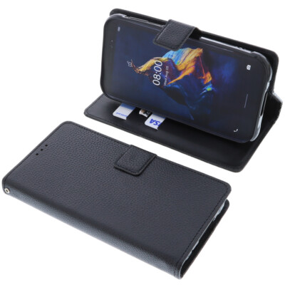Tasche für Ulefone Armor X8 Book-Style Schutz Hülle Handytasche Buch rau Schwarz
