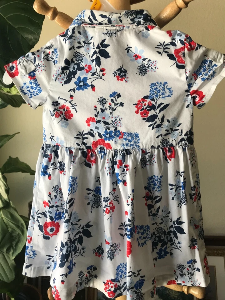Tommy Hilfiger 3T Floral Multicolor Buttondown Collared Short Sleeves Dress - Image 4 of 4