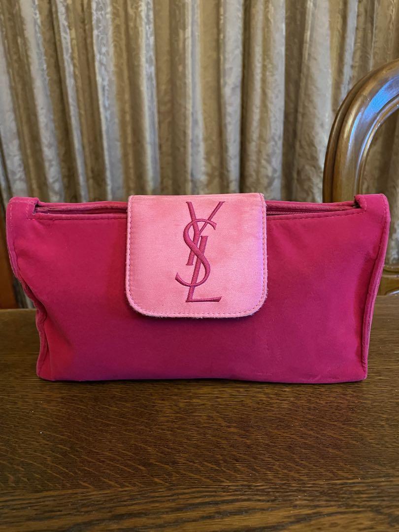 Borsa pochette Saint Laurent velluto Ysl rosa originale media donna Francia