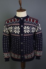 DALE OF NORWAY Blue Fair Isle Wool Knit Button Ski Cardigan Sweater Size S