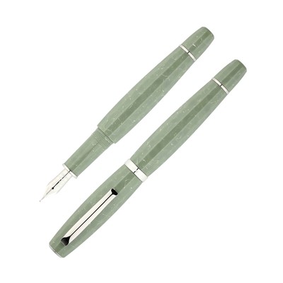 Scribo Feel Fountain Pen in Verde Antico with Platinum Trim, Fine 18kt Gold Nib