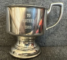 Kirk Stieff Pewter Trophy Mug Cup Metal 1989 'To Mother' 4" Tall Free Shipping