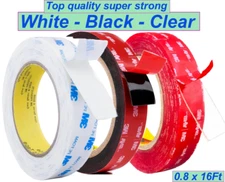 3M Double Sided Tape heavy duty Clear Black Automotive cars Adhesive 16Ft -0.9in
