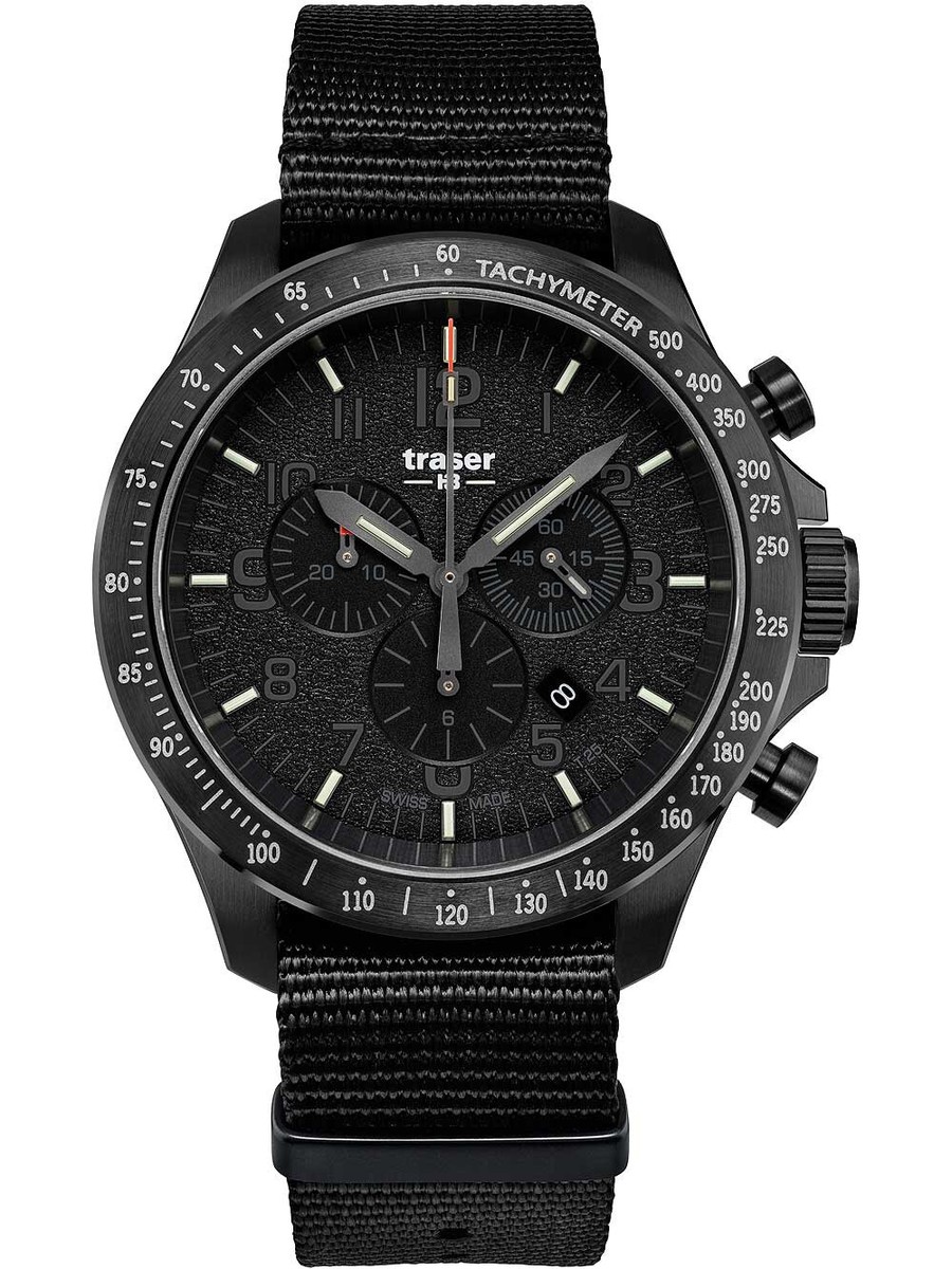 Traser H3 109465 P67 Officer Chronograph Black Nato 46mm 10ATM | eBay