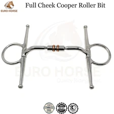 Full Cheek Horse Bit Copper Roller Mouth Horse Riding Snaffle Bit All Sizes