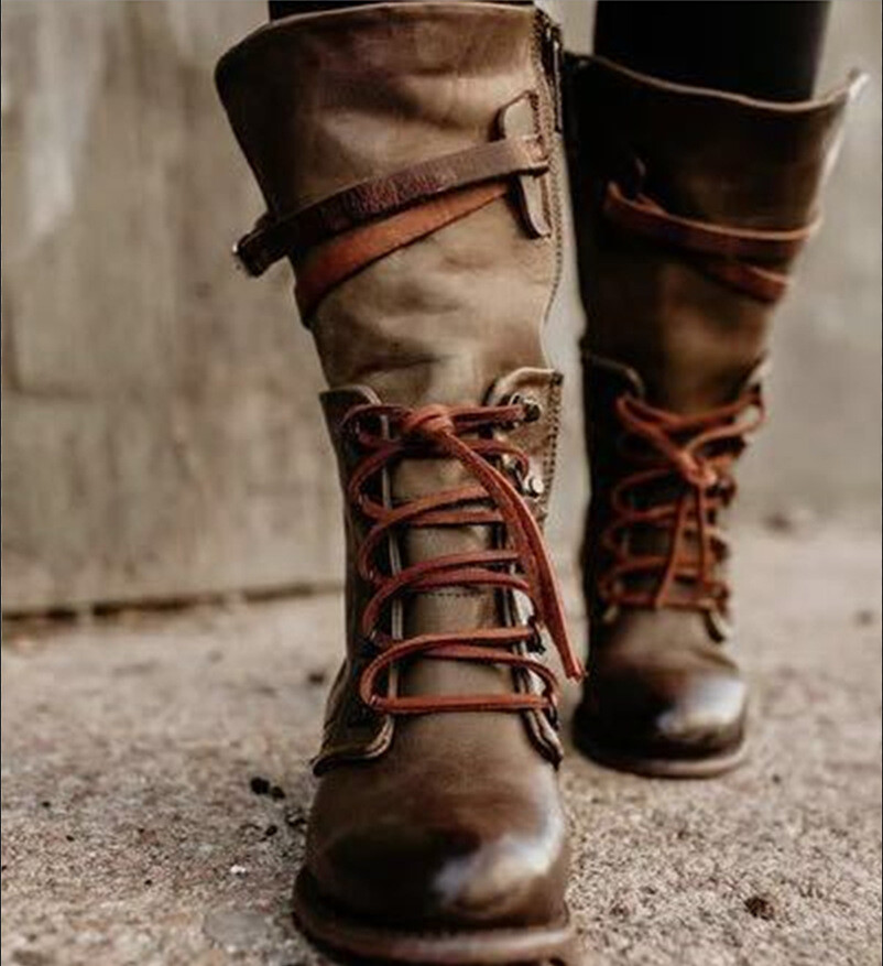 mid length lace up boots