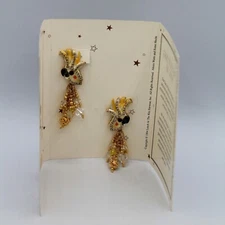 Lunch at the Ritz Enamel Dangle Cockatoos Anyone? Parrot Clip Earrings Gold Tone