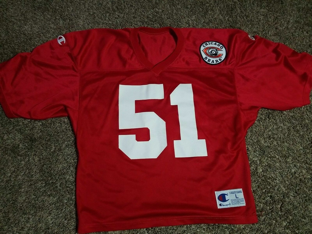 Vtg CHICAGO BEARS #51 Dick Butkus RED MESH NFL Champion Sz L PRACTICE JERSEY