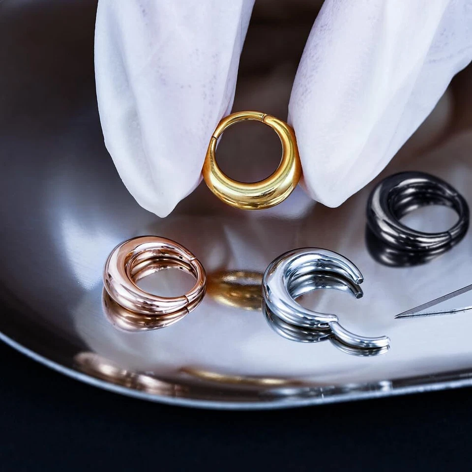 Pendiente Daith de cartílago clicker tabique con bisagras anillo nariz acero quirúrgico - un aro Foto 3 de 4