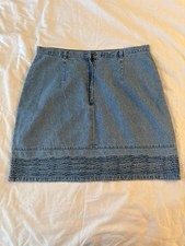 Route 66 Women's Light Wash Denim Skirt Wavy Pintuck Hem Boho A-Line Size: 17/18