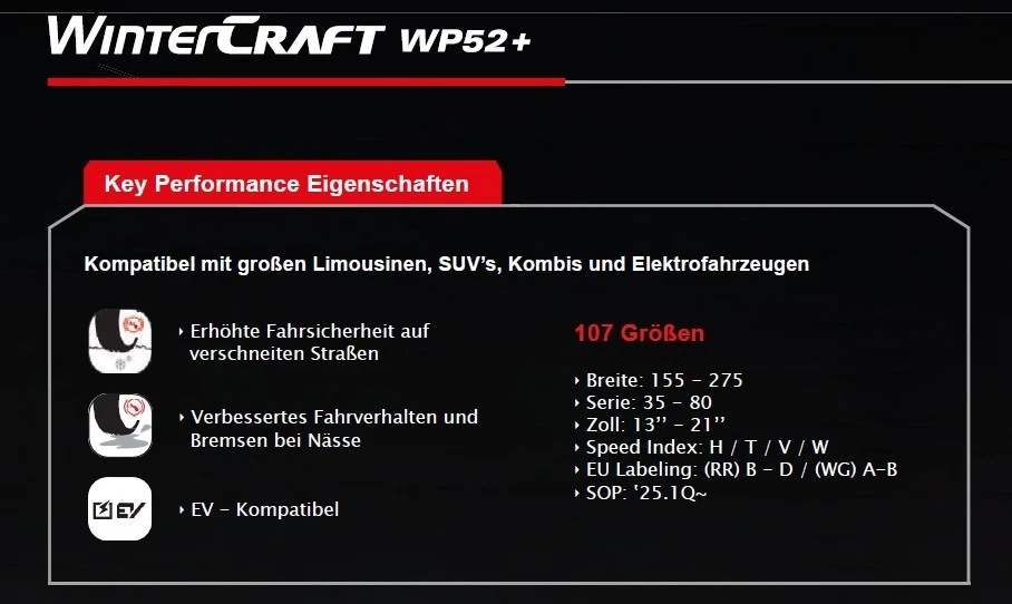 Winterreifen 245/45R18  100V  Kumho Wintercraft WP52+  M+S & 3PMSF neue Mischung - Bild 3 von 4