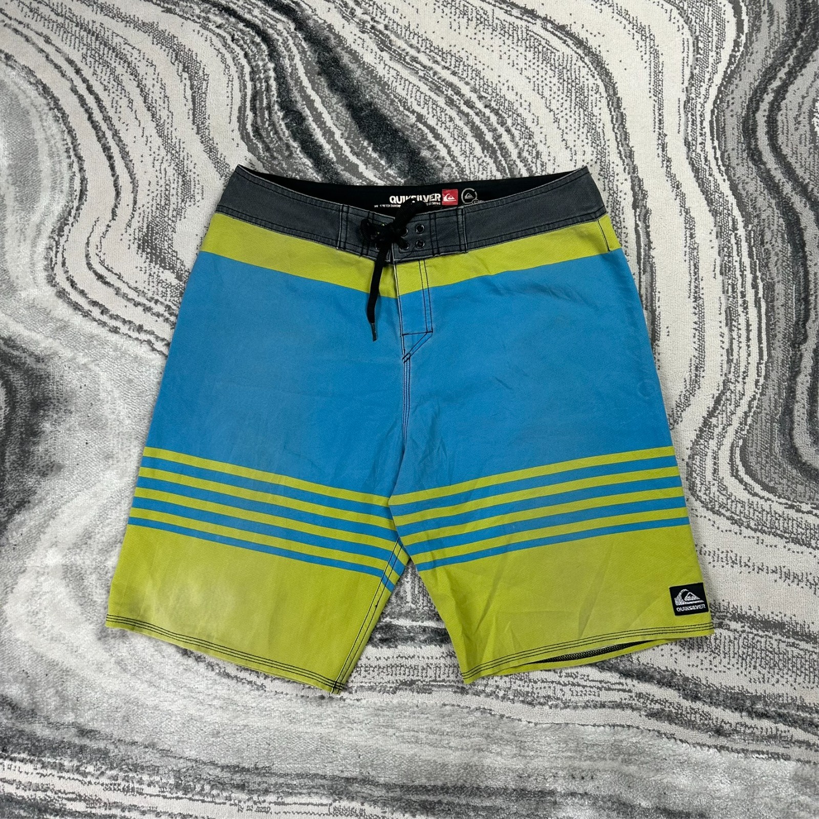 Vintage Quiksilver Cypher Series Blue/Green W34 Dane Reynolds Board Swim Shorts