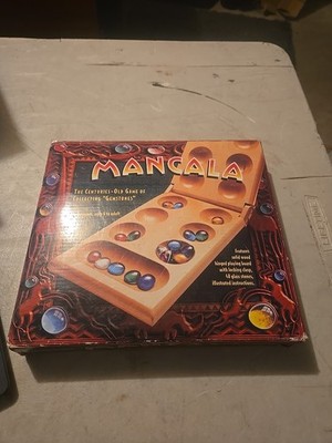Mancala Board Game for Two Solid Wood Count-and-Capture Game