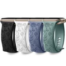 DaQin 4 Pack Floral Engraved Band Compatible with Apple Watch Band 38mm 40mm ...