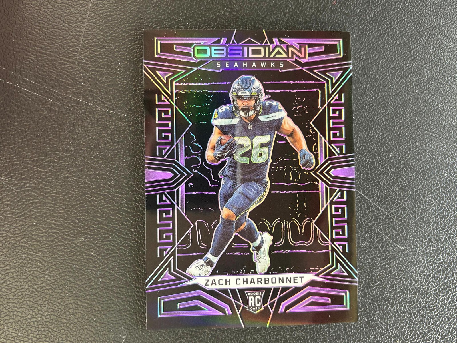 Zach Charbonnet 2023 Obsidian Purple Rookie RC Seattle Seahawks 33/75 E10