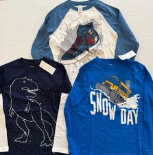 New Boys 7-8 Long Sleeve Tee Bundle 3 Pc Gymboree NWT MSRP 49 Dinos Sneaker