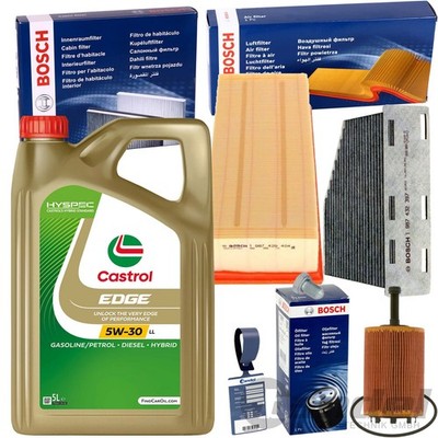 BOSCH FILTERSET+CASTROL 5W30 ÖL passend für VW TOURAN 1T GOLF 5 6 PASSAT B6/ TDI