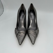 Nine West Booboo Pewter High Heel Pumps Size 6M Pointed Toe Party Dress Shoes