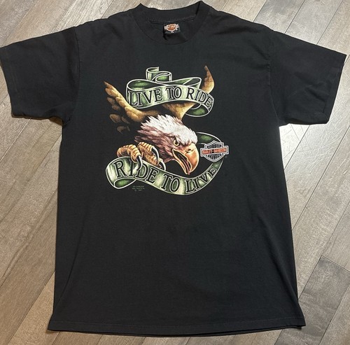 1991 Vintage Harley Davidson 3D Emblem Eagle T-Shirt S.Stitch Made In USA XL