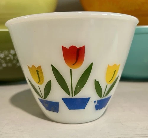 Bowl Ovenware Fire King Anchor Hocking Vintage Tulip Nesting Mixing 6.75" 1950s