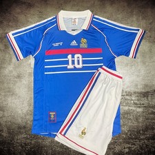 Kids ZIDANE #1998 France National Team Home Jersey Set|Soccer Shirt & Shorts Kit