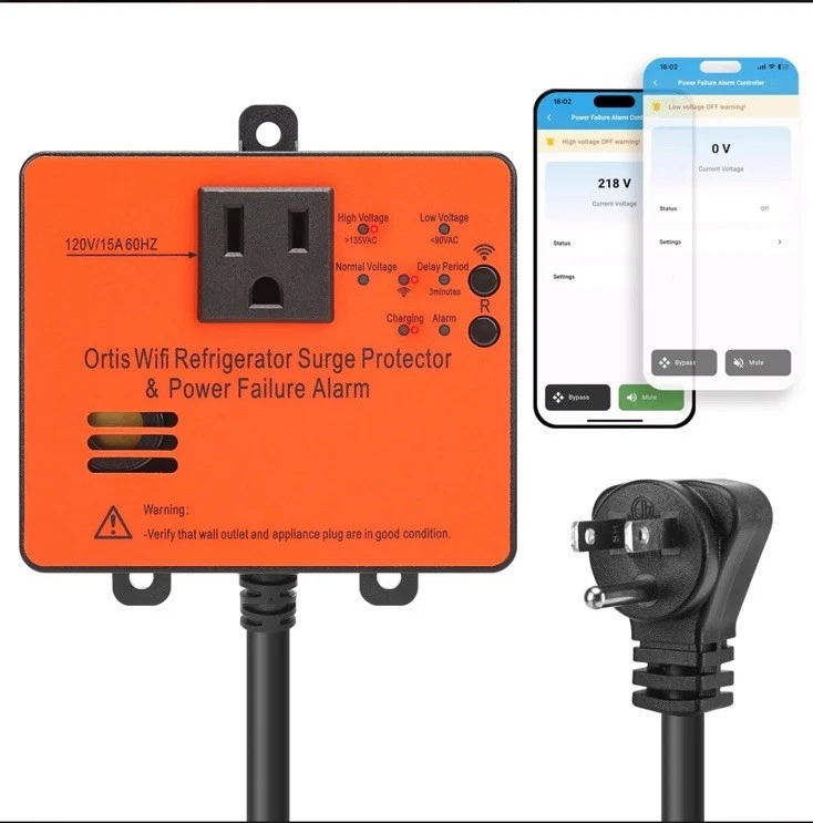 Wi-Fi Smart Power Failure Alarm Fridge Monitor App Surge Protector