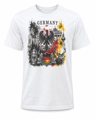T-Shirt Erwachsene Deutschland Müll Aquarell Deutsche Nationalflagge Unisex weiß