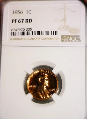 1956 NGC PF67 RD Lincoln Wheat Cent Coin Nice GEM ++ Proof RED LOT #005  NR