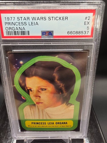 1977 Topps Star Wars Stickers #2 Princess Leia Organa — PSA 5