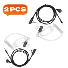  2 Pcs Walkie Talkie Headset 1 Pin Covert Acoustic Tube Earpiece with Mic