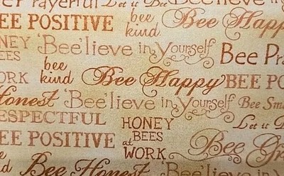 3 Meter Bienenkind Worte 100% Premium Patchwork Quilten Baumwolle