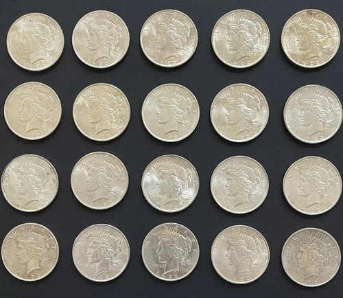 Lot of 20 AU/BU 1922 Choice Silver Peace Dollars 1 Roll !