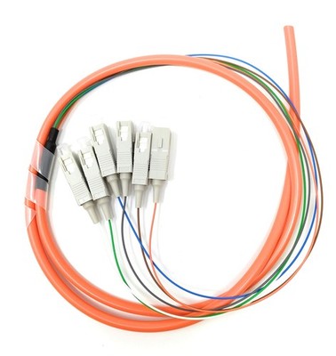 6 Strand Multimode OM1 62.5/125 SC-UPC Fiber Pigtail 1 Meter For Splice