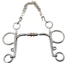 Western Copper Roller Snaffle Curb Bit with Chain | Stainless Steel Horse Bit
