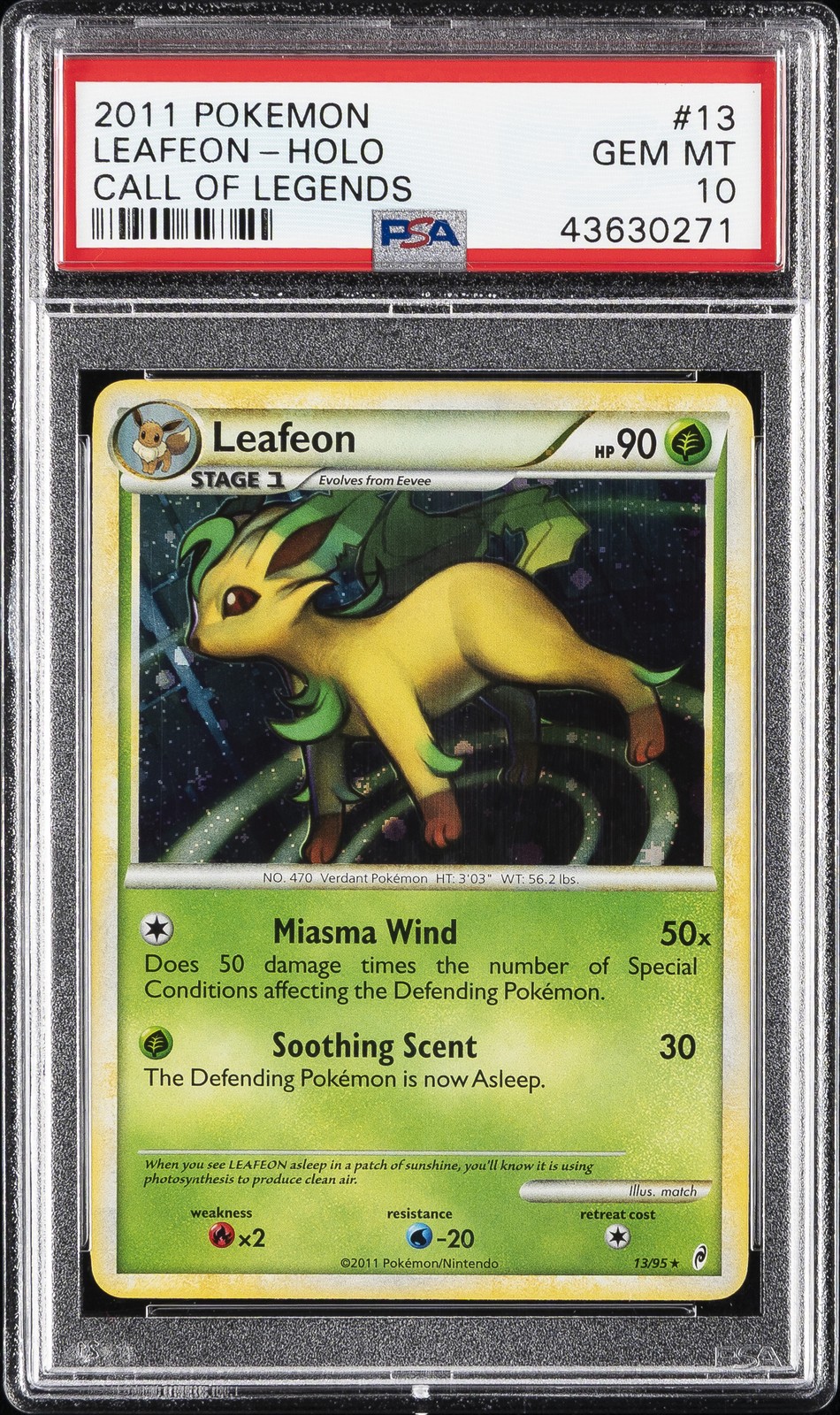 2011 Pokemon POKEMON CALL OF LEGENDS #13 Leafeon-Holo front