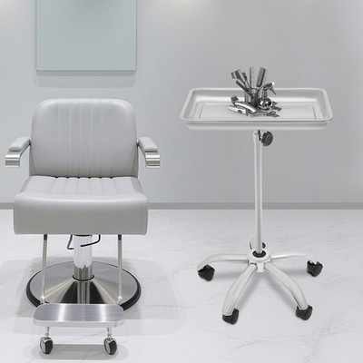 Adjustable Height Salon Tray Cart Mobile Storage Box 5 Nylon Wheel Roller Car